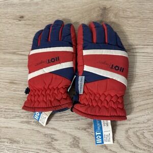 Hot Fingers Red Blue White Childrens Winter Ski Gloves‎ Size M Tots
